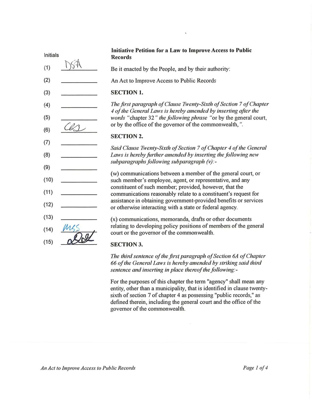 Page 1 of the certified initiative petition 25-14, as filed with the Attorney General's office